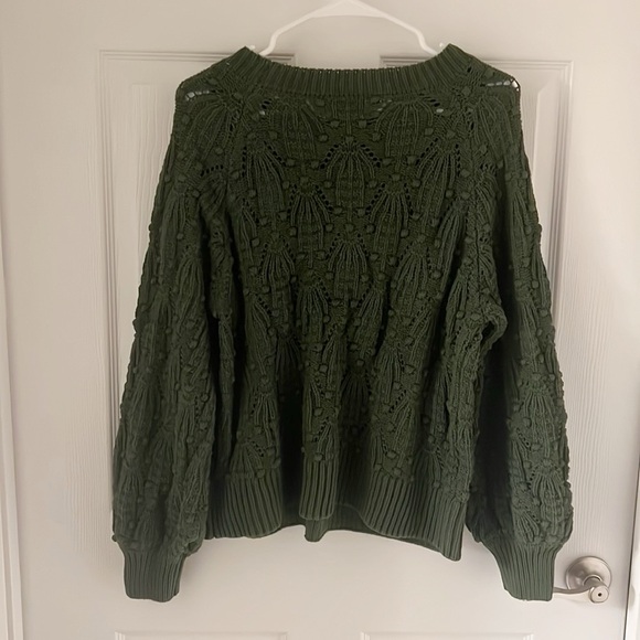 Jun & Ivy Harper Heritage Knit Sweater Green Crewneck Size M - Picture 3 of 4